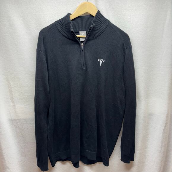 Tesla Black 1/4 Zip Pullover Sweater - Men's XXL - Picture 1 of 6